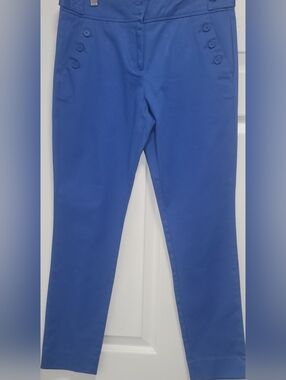 Sag Harbor Blue Dress Pants Women Size 4 Straight Leg Nautical Button Detail